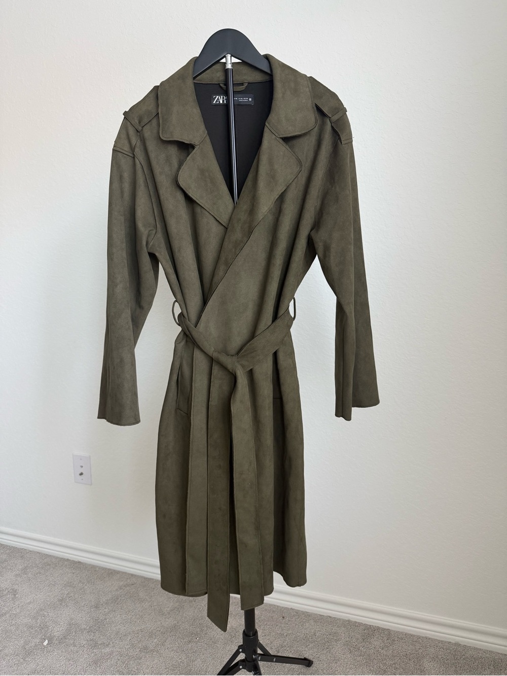 Zara Olive Green Suede-Look Jacket